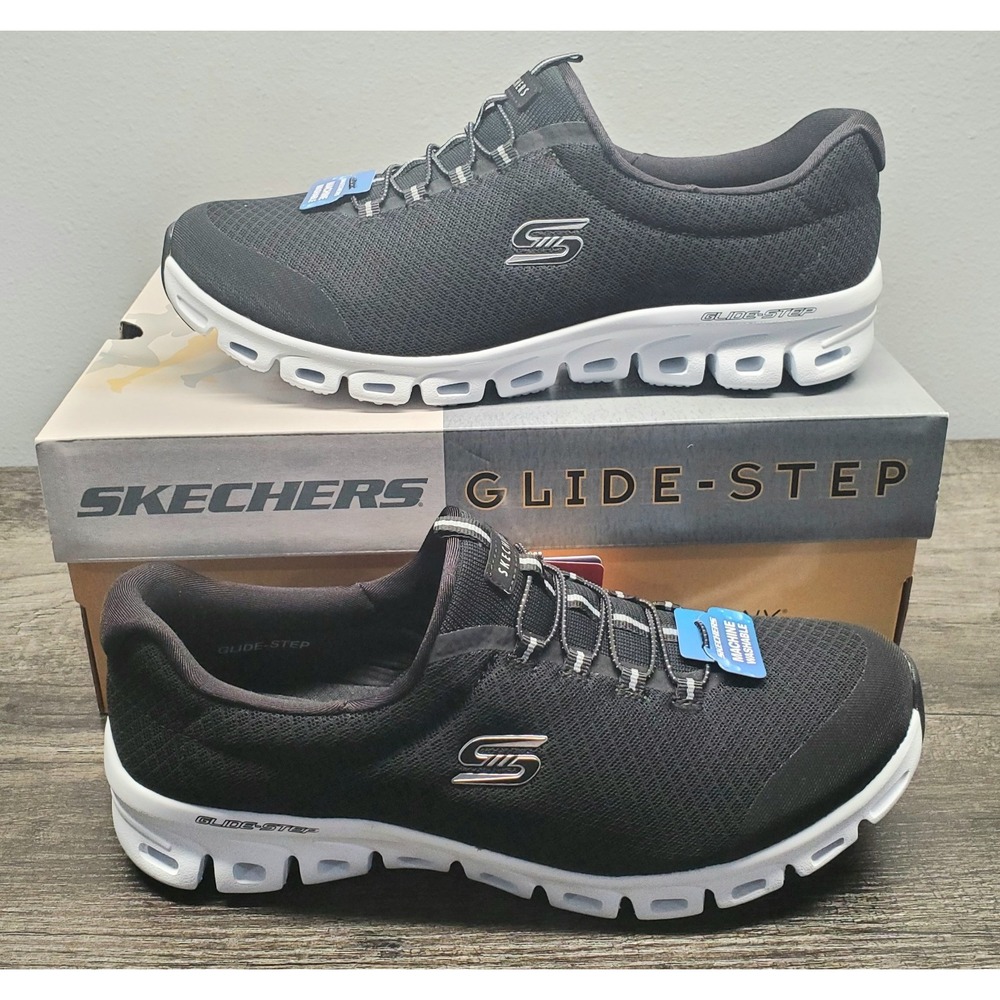 Skechers Glide Step Resilience Sneakers Womens 10 Wide Fit Black Air Cooled NIB